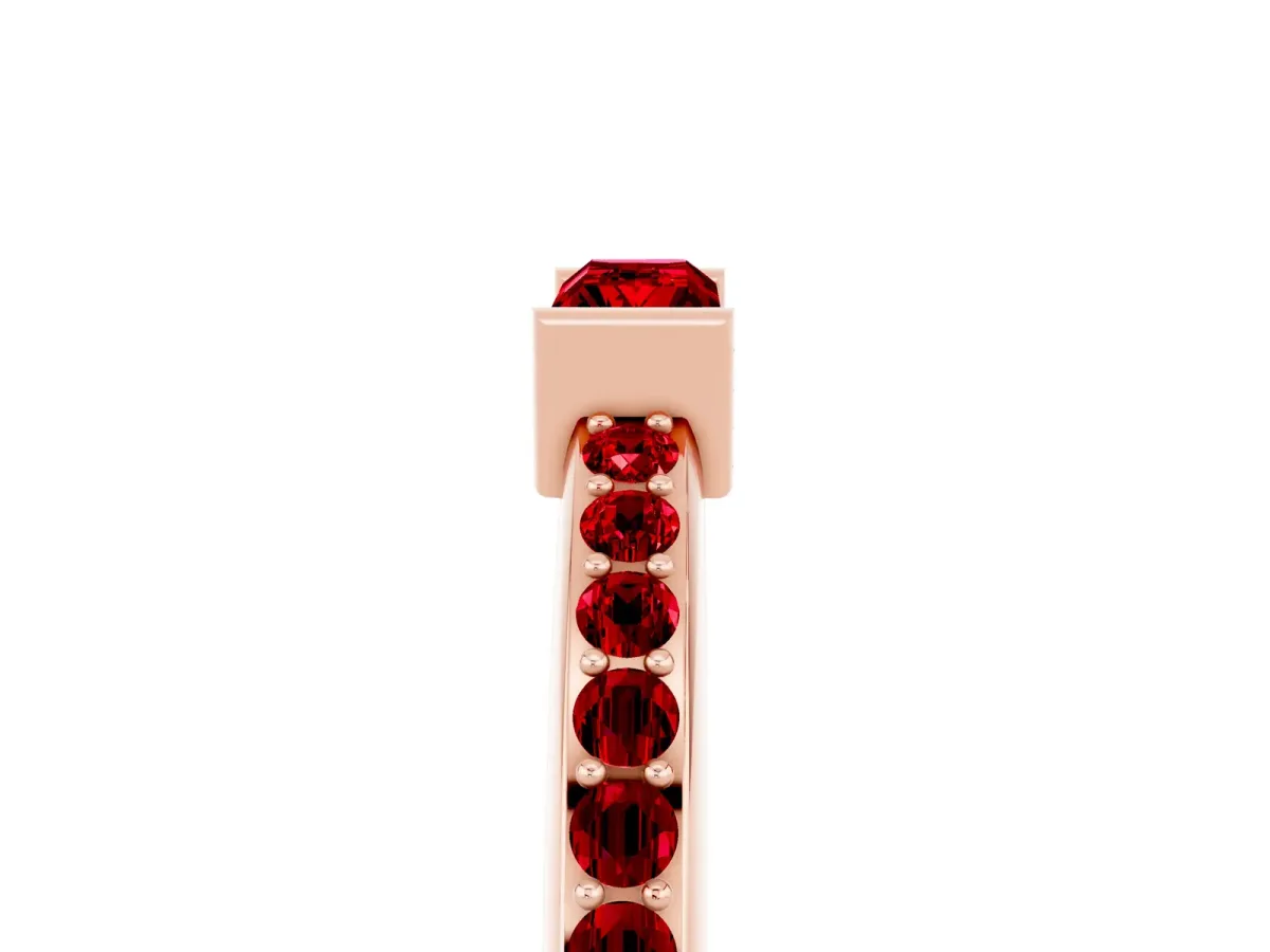 Baguette Ruby Pavé Band with Bar Setting Rose gold