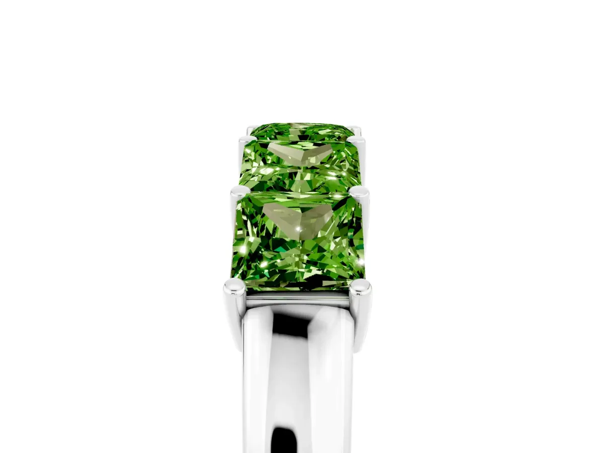 Princess Cut Five-Stone Peridot Band with Prong Setting Platinum