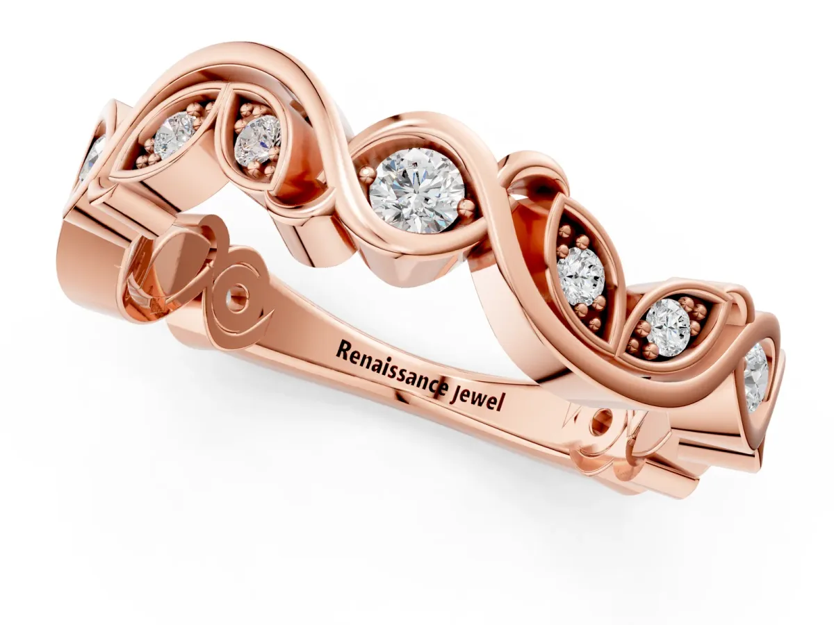 Marquise and Round Diamond Infinity Eternity Band with Bezel Setting Rose gold
