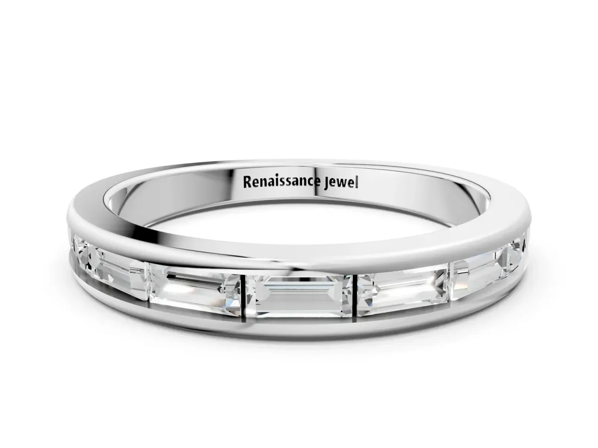 Channel-Set Baguette Diamond Eternity Band White gold