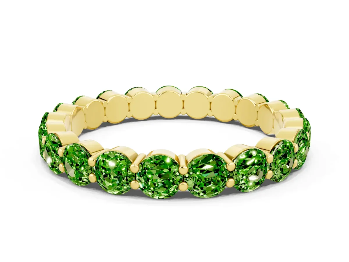 Round Peridot Eternity Band with U-Prong Setting Yellow gold