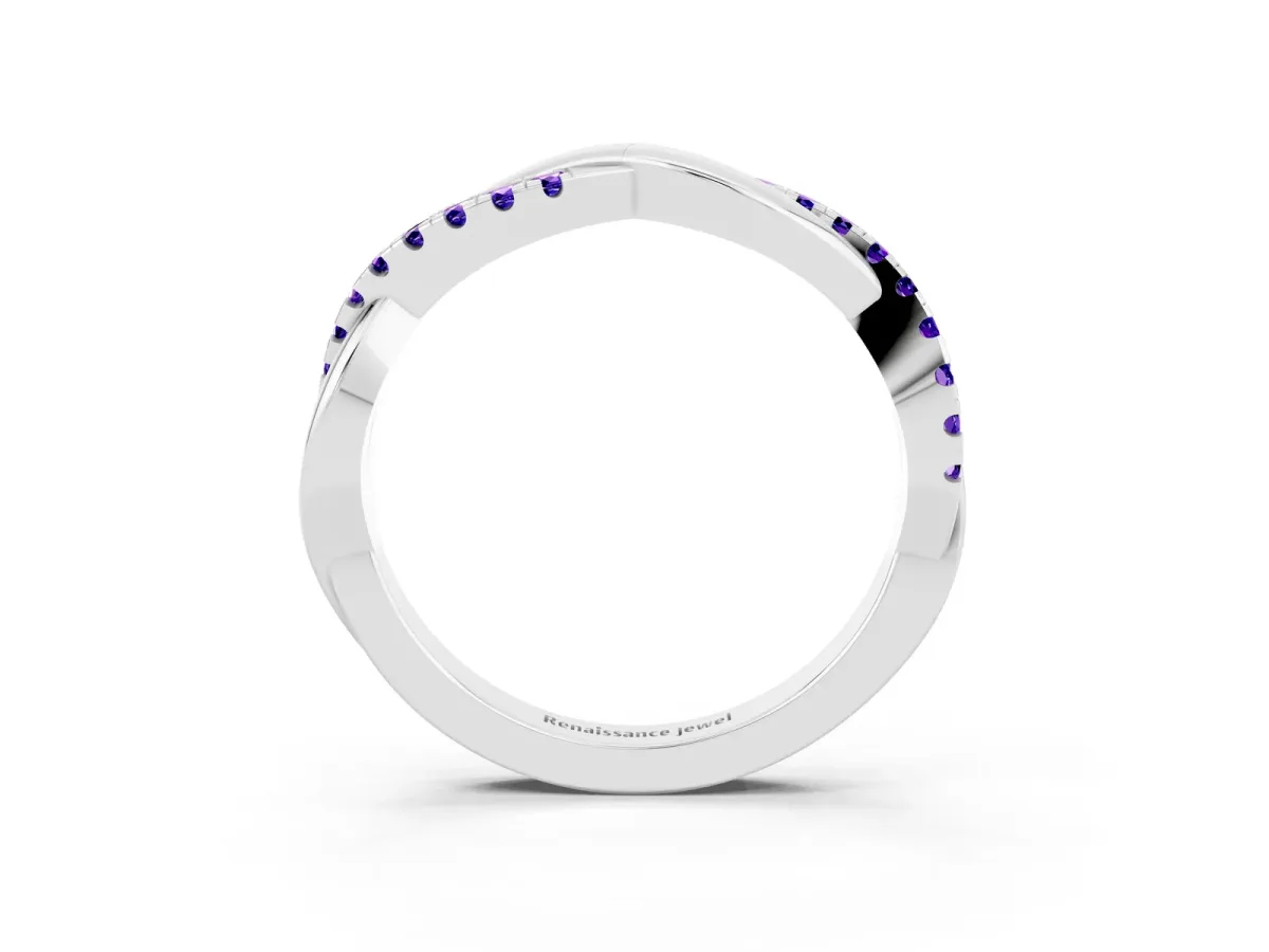 Round Tanzanite Twisted Infinity Band with Prong Setting Platinum