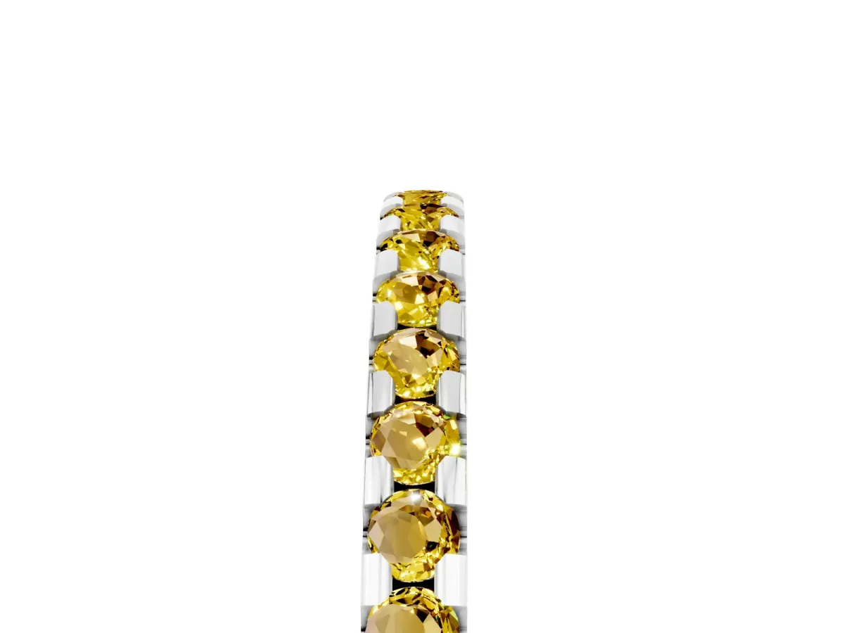 Round Yellow Sapphire Pavé Set Eternity Band with Micro Prong Setting Platinum