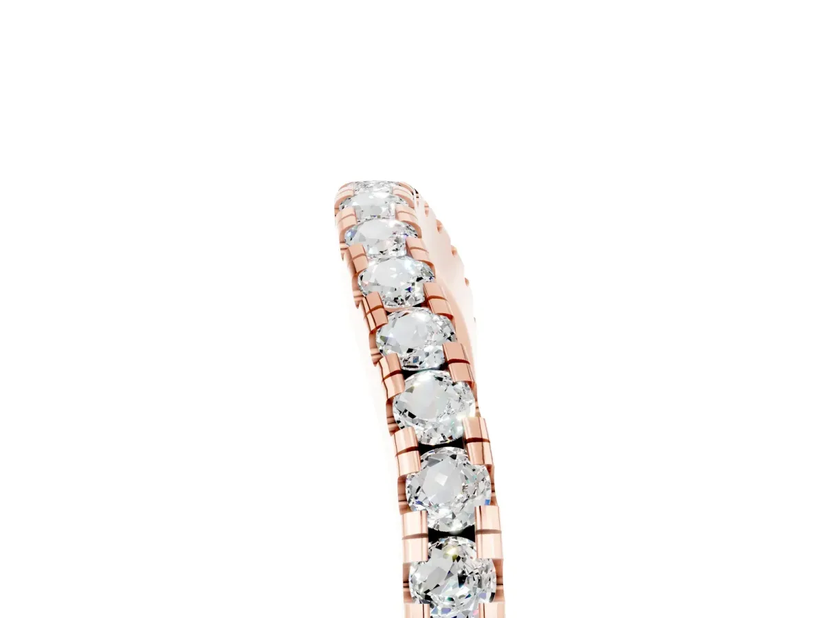 Round Moissanite Pavé Half Eternity Band with Shared Prong Setting Rose gold
