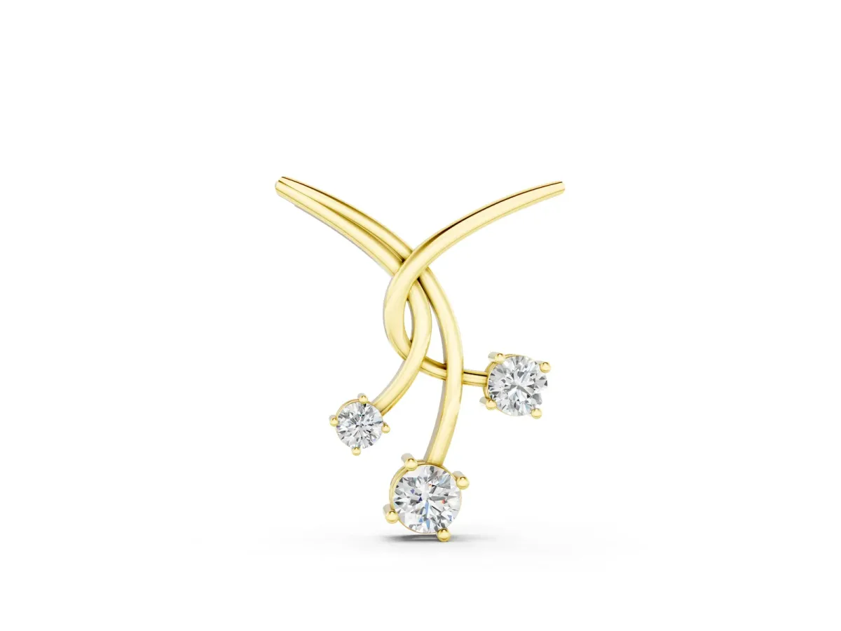 Round Diamond Prong Set Pendant Yellow gold