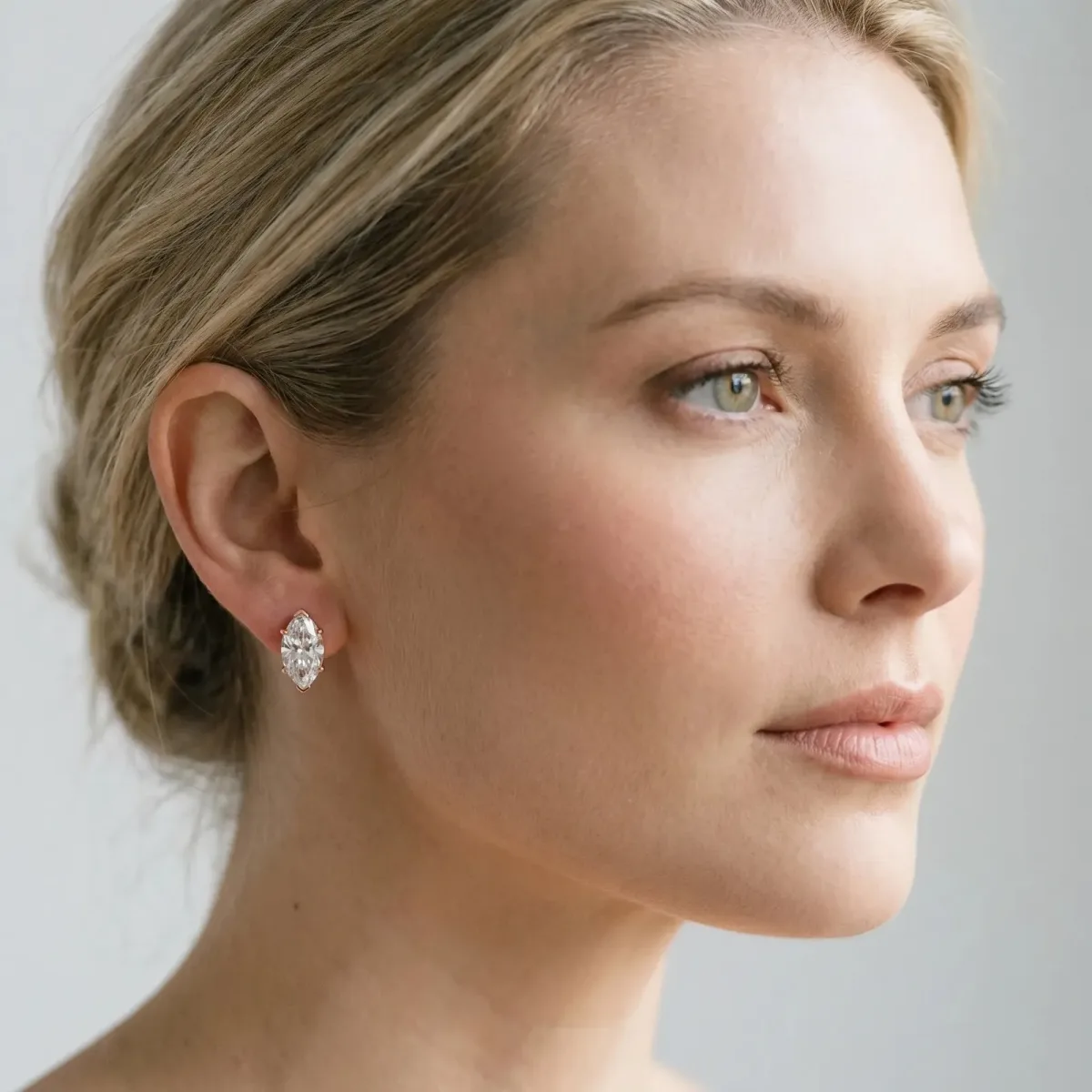 Marquise Cut Diamond Stud Earrings Rose gold