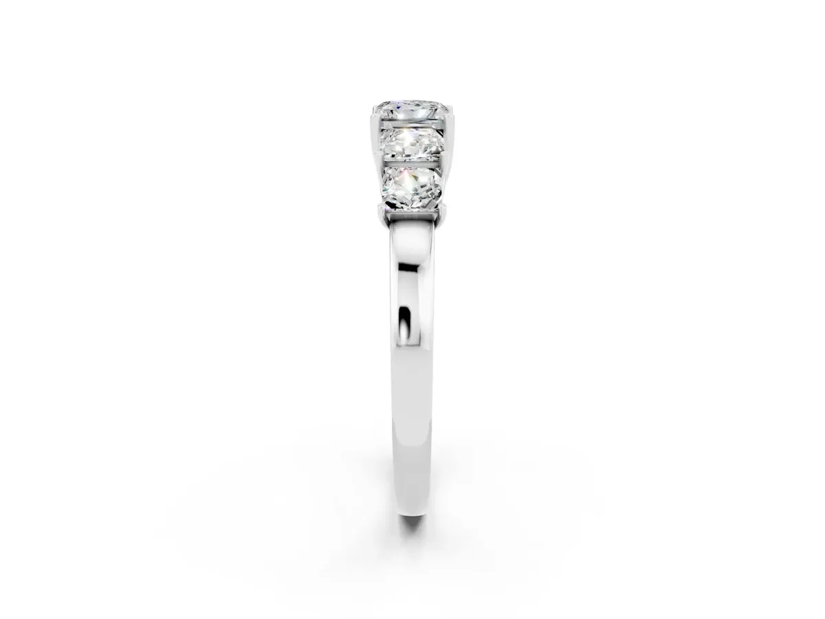 Princess Cut Five-Stone Moissanite Ring with Classic Prong Setting White gold
