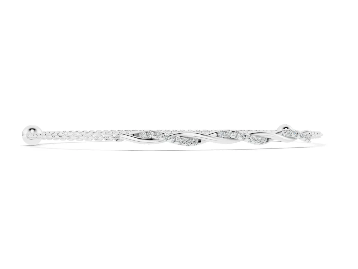 Twisted Diamond Round-Cut Cable Chain Bracelet with Bezel Setting Silver
