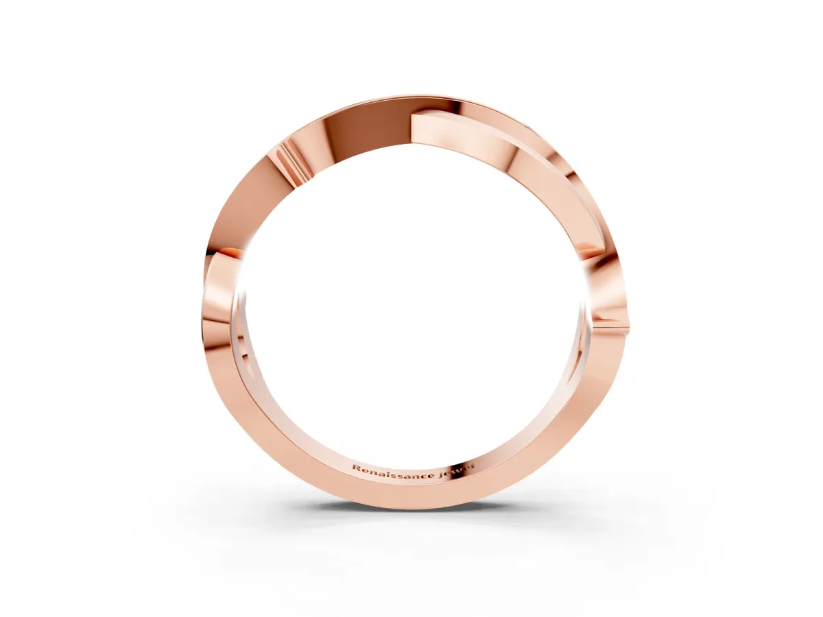 Pavé Round Diamond Twist Band with Channel Setting Rose gold