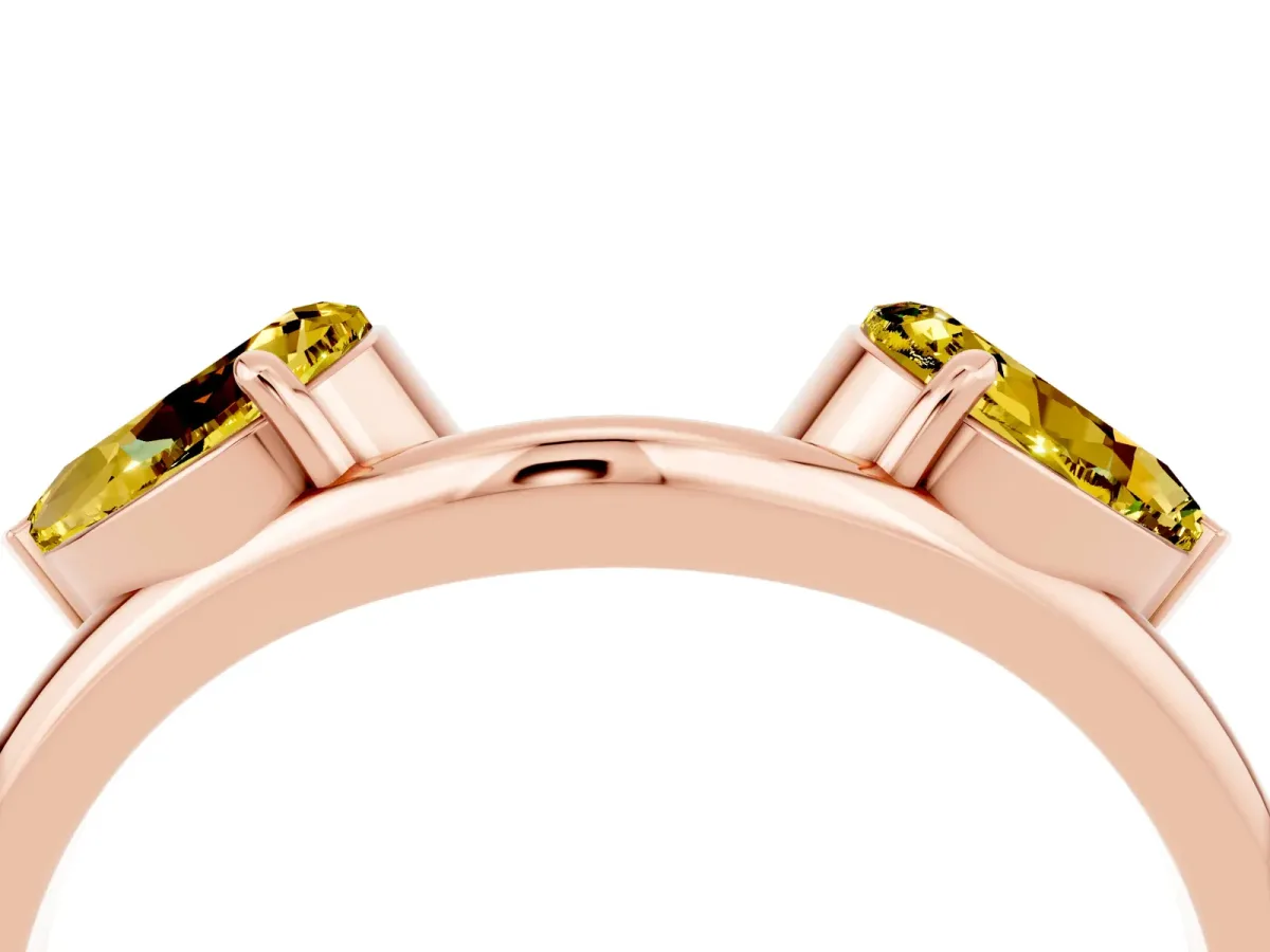 Two-Stone Pear Yellow Sapphire Bypass Ring with Prong Setting Rose gold