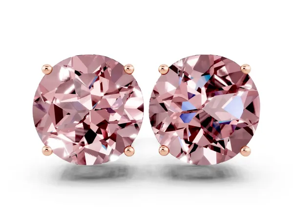 Round Cut Morganite Stud Earrings Rose gold