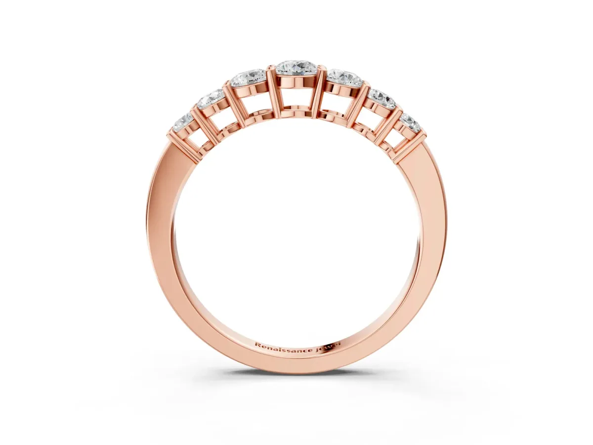 Round Diamond Prong-Set Half-Eternity Band Rose gold