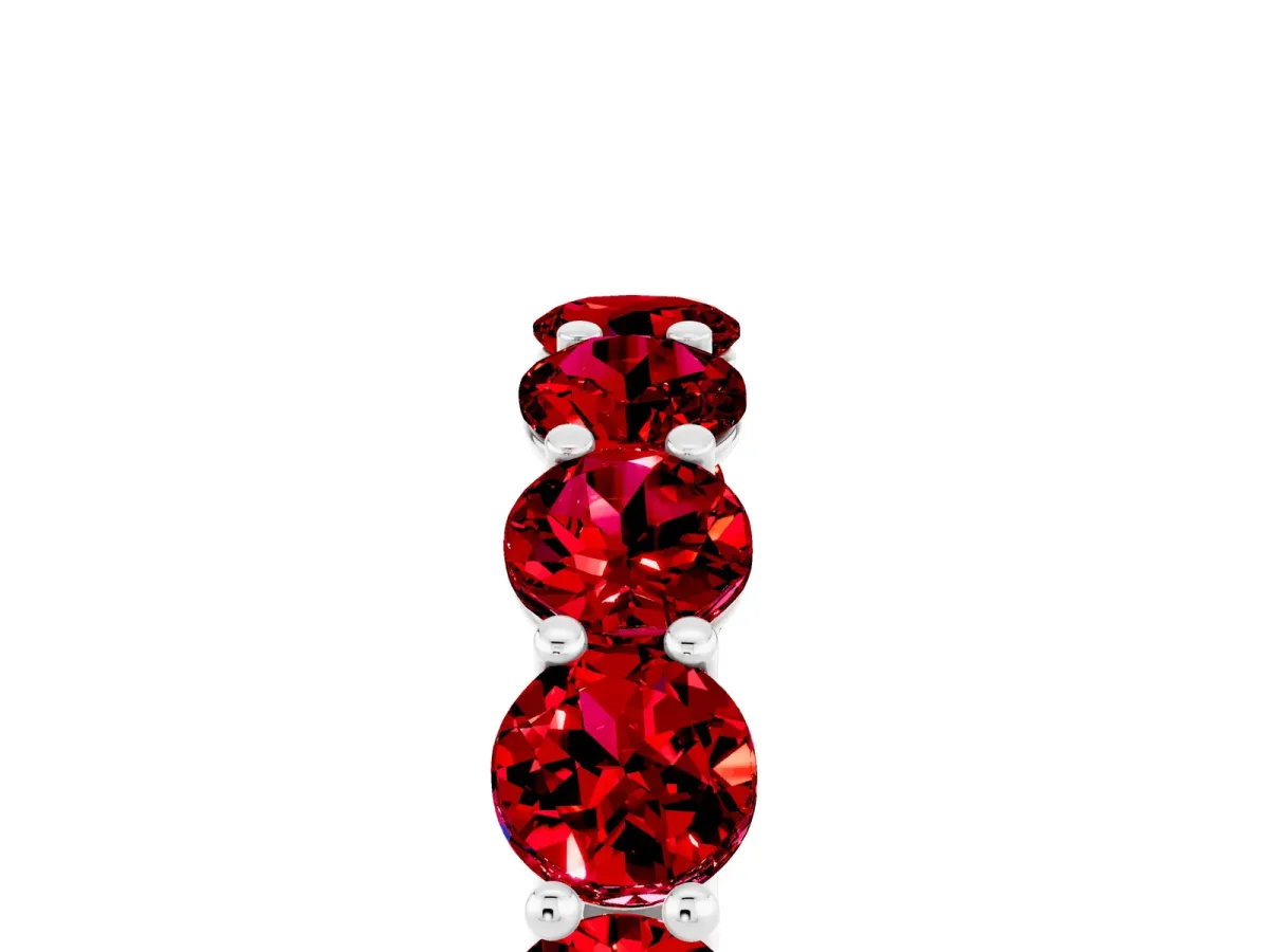 Round Ruby Shared Prong Eternity Band Platinum