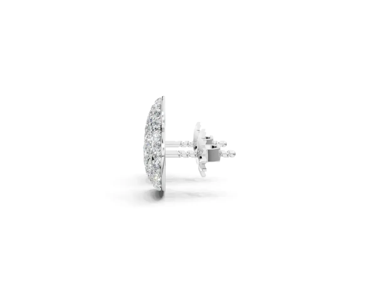 Round Diamond Heart Pavé Stud Earrings Silver