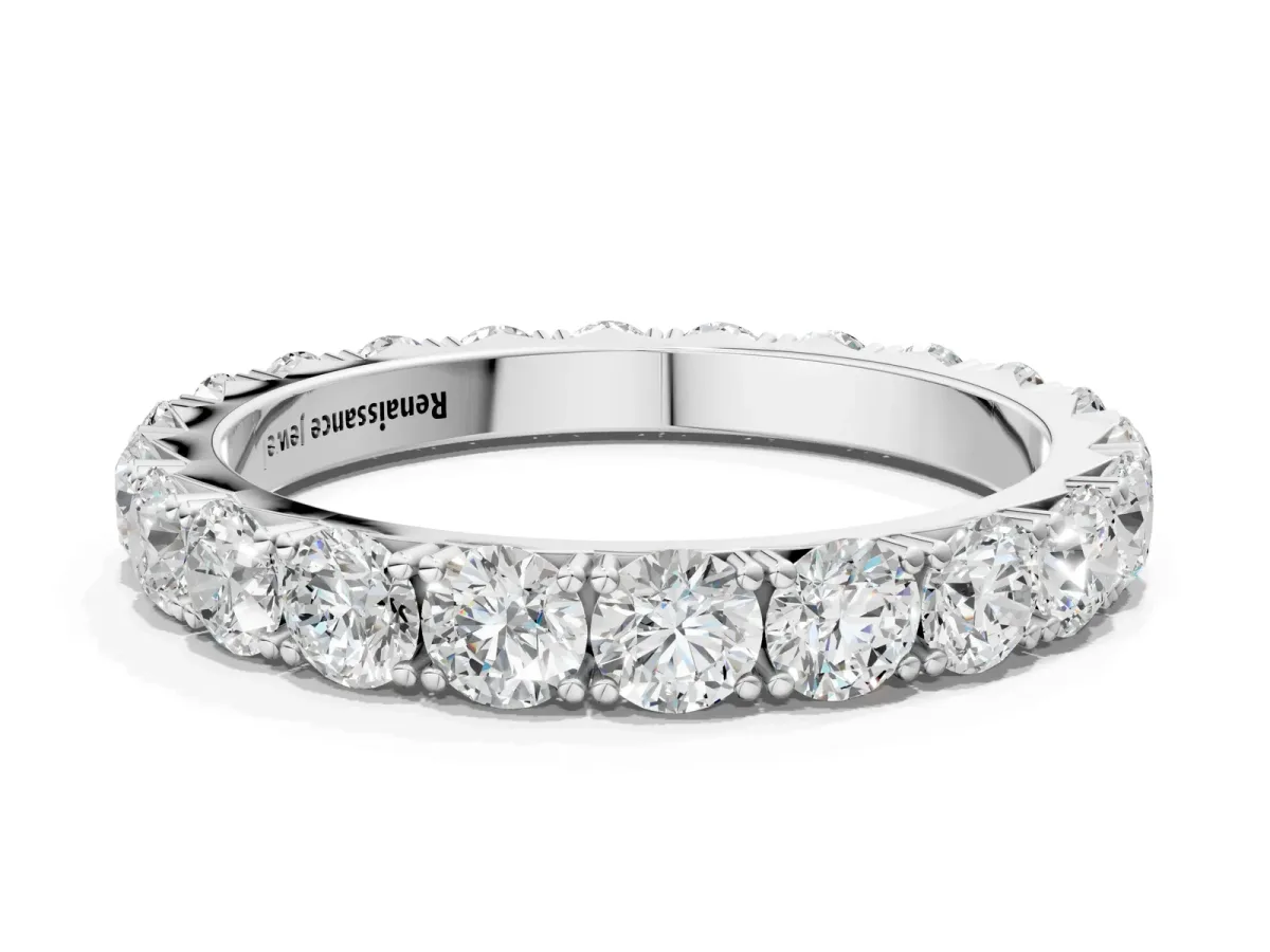Round Diamond Eternity Band with Pavé Setting and Shared Prong White gold
