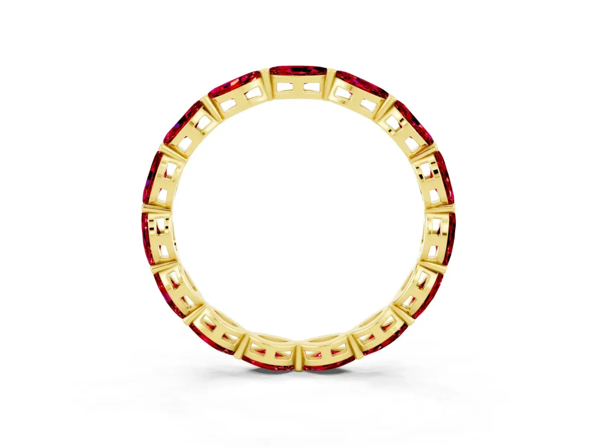 Marquise Ruby Eternity Band with U-Prong Setting Yellow gold