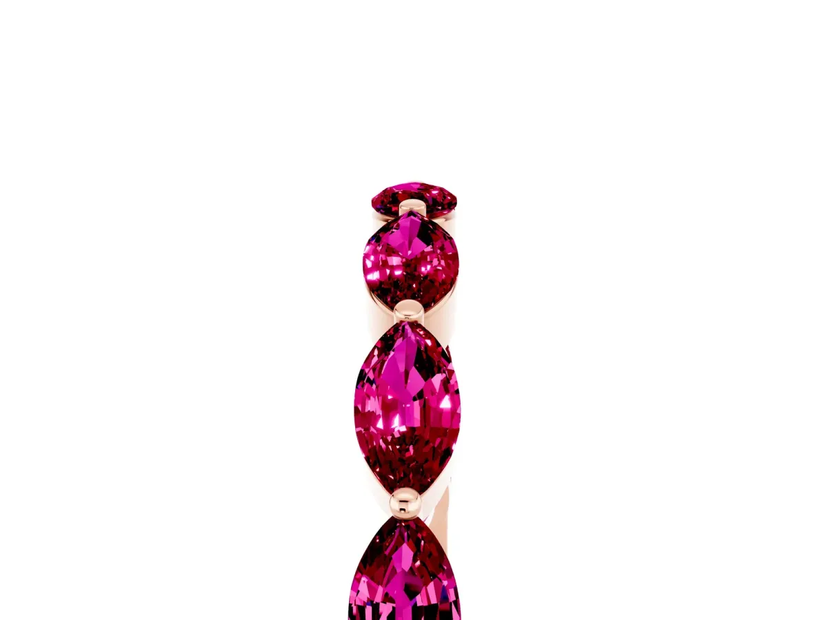 Marquise Garnet Half Eternity Band with Prong Setting Rose gold