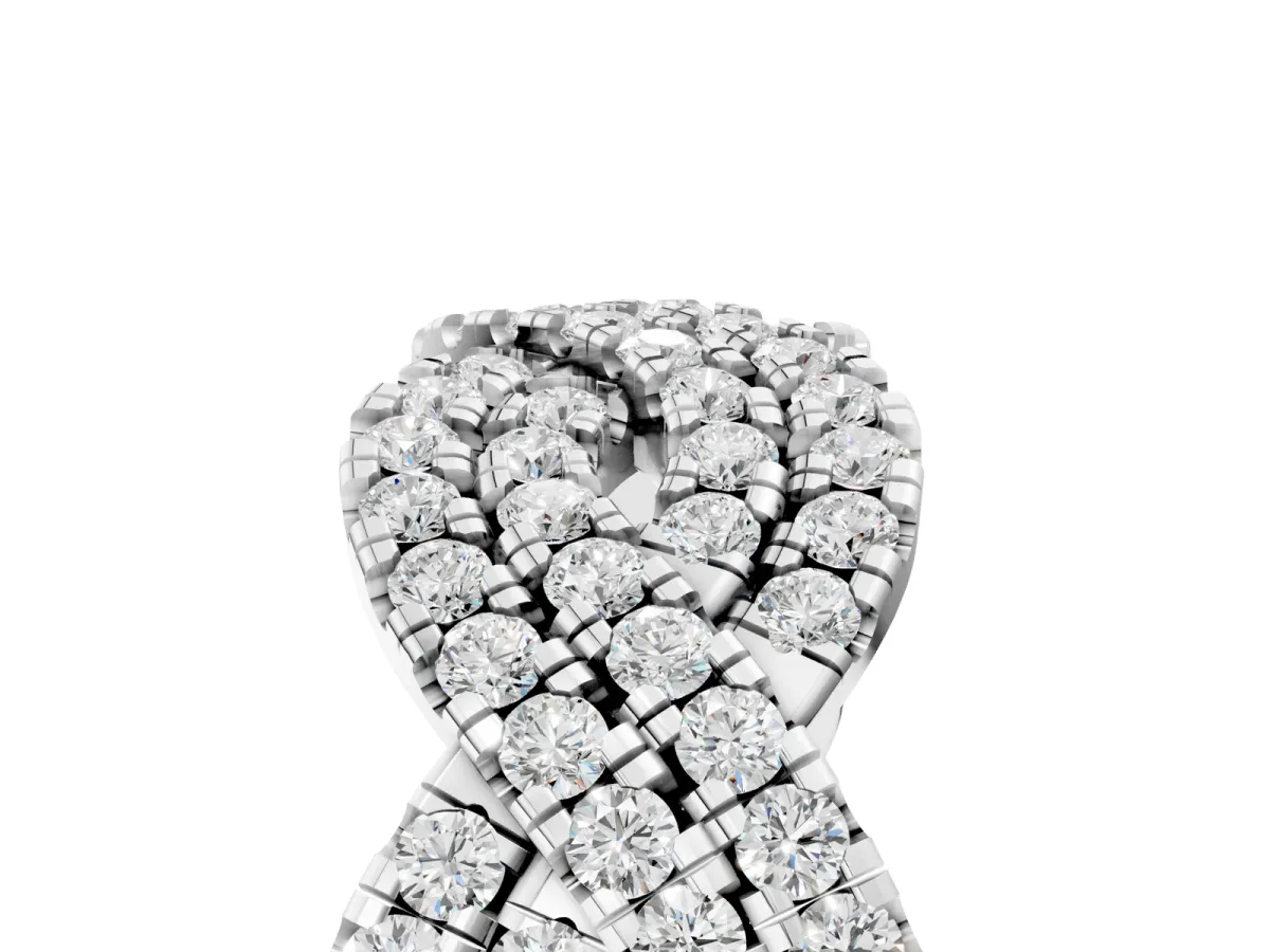 Pavé Round Diamond Infinity Twist Band with Shared Prong Setting White gold