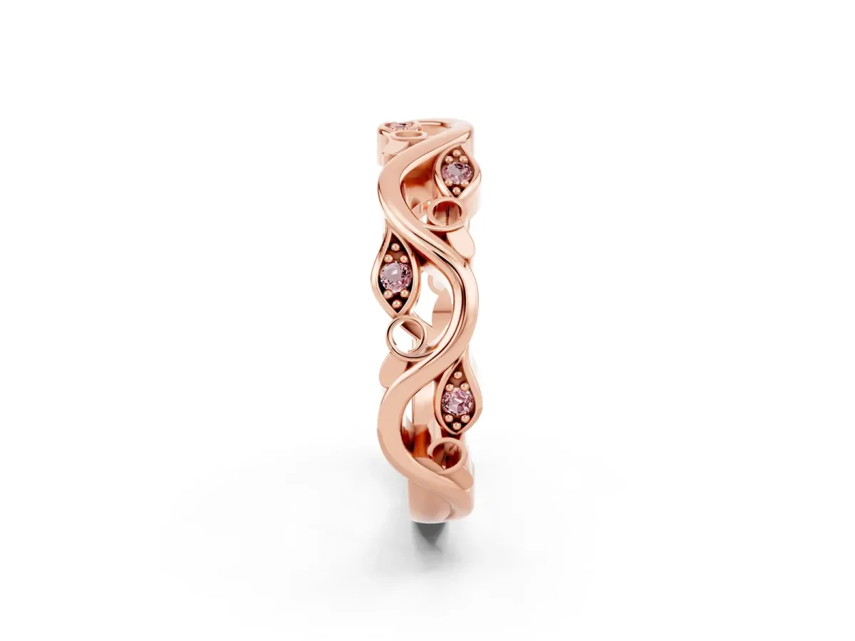 Marquise Morganite Vine Eternity Band with Bezel Setting Rose gold