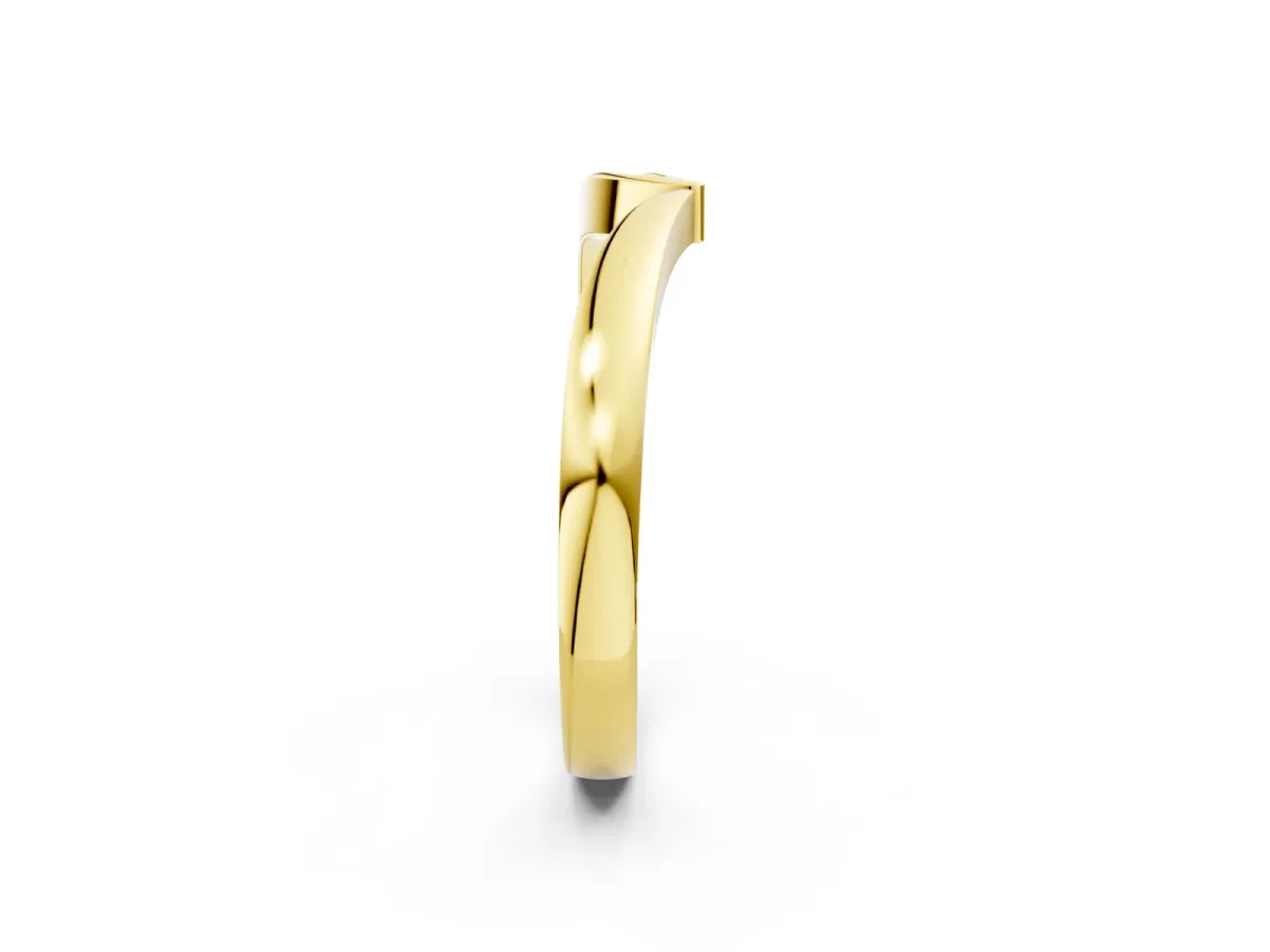 Channel Set Round Diamond Contour Band Yellow gold