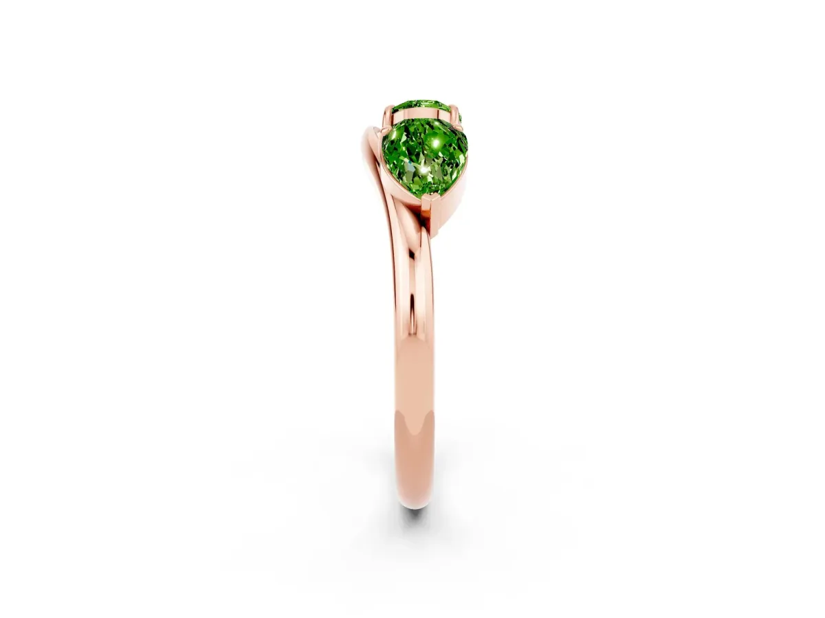 Two-Stone Pear Peridot Bypass Ring with Prong Setting Rose gold