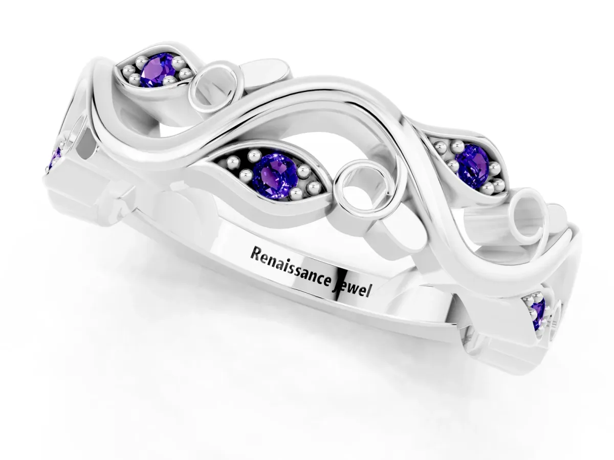 Marquise Tanzanite Vine Eternity Band with Bezel Setting Silver