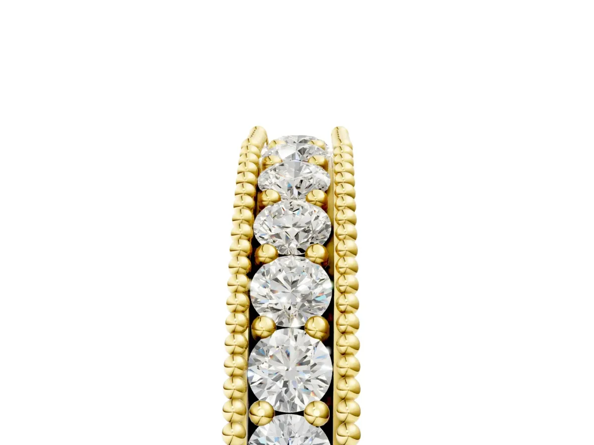 Milgrain Round Diamond Pavé Chevron Band Yellow gold