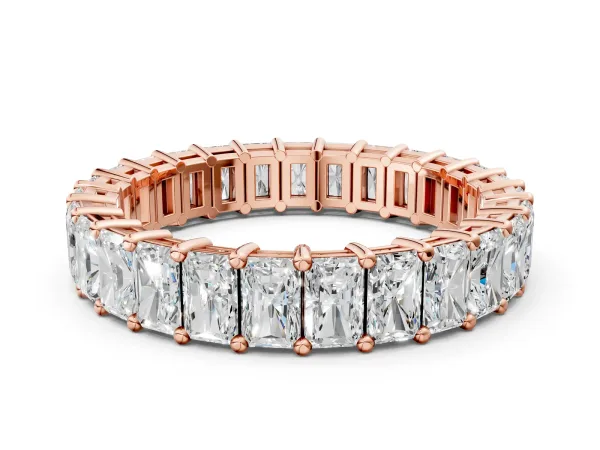 radiant Cut eternity band with shared prong setting Rose gold