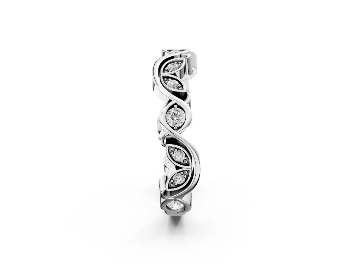 Marquise and Round Diamond Infinity Eternity Band with Bezel Setting Silver