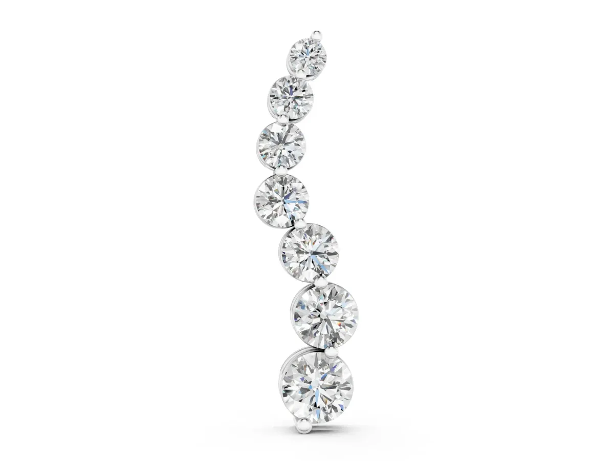 Graduated Round Prong-Set Diamond Pendant Silver