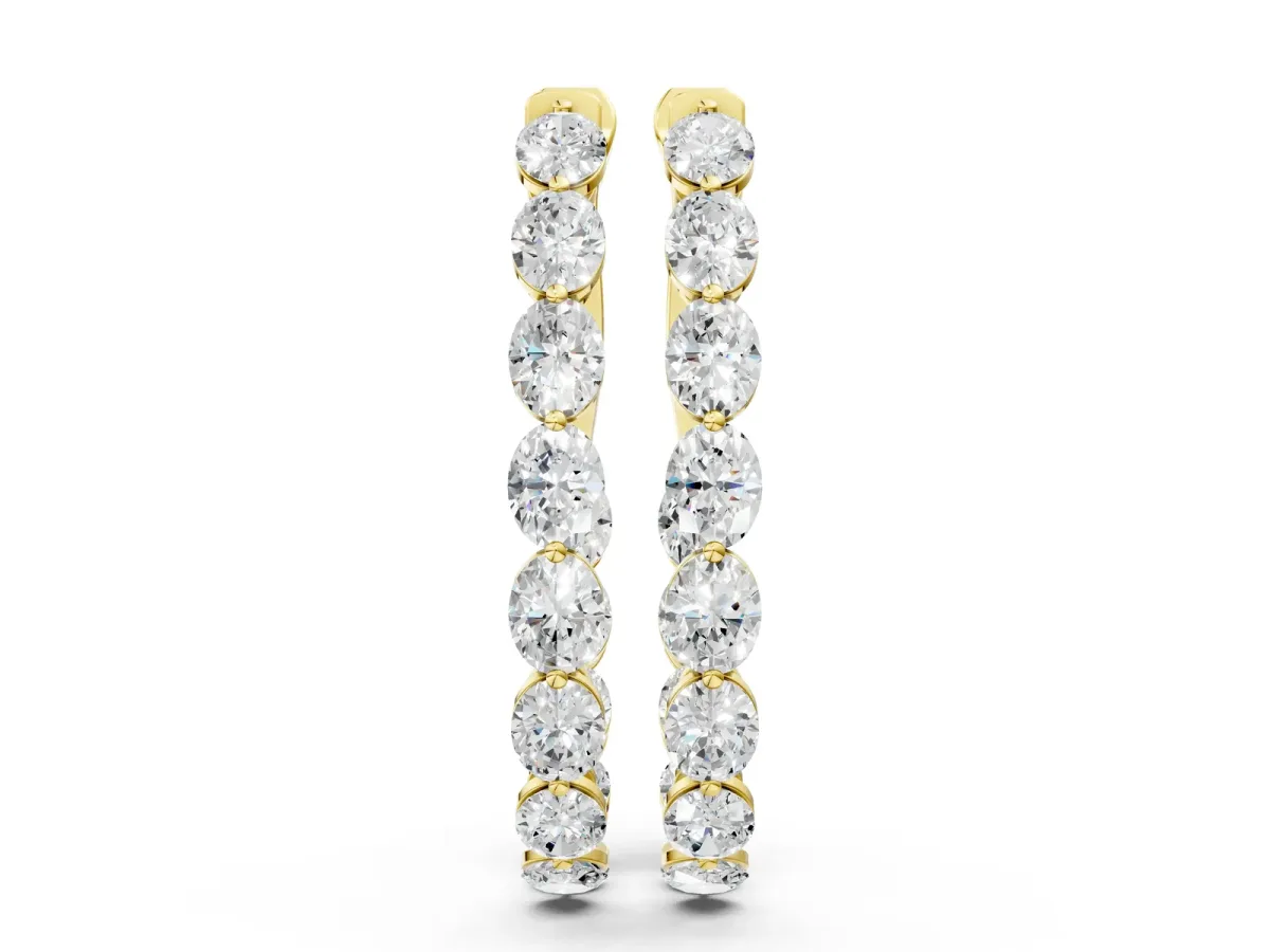 Oval Cut Diamond Inside-Out Hoop Earrings Yellow gold