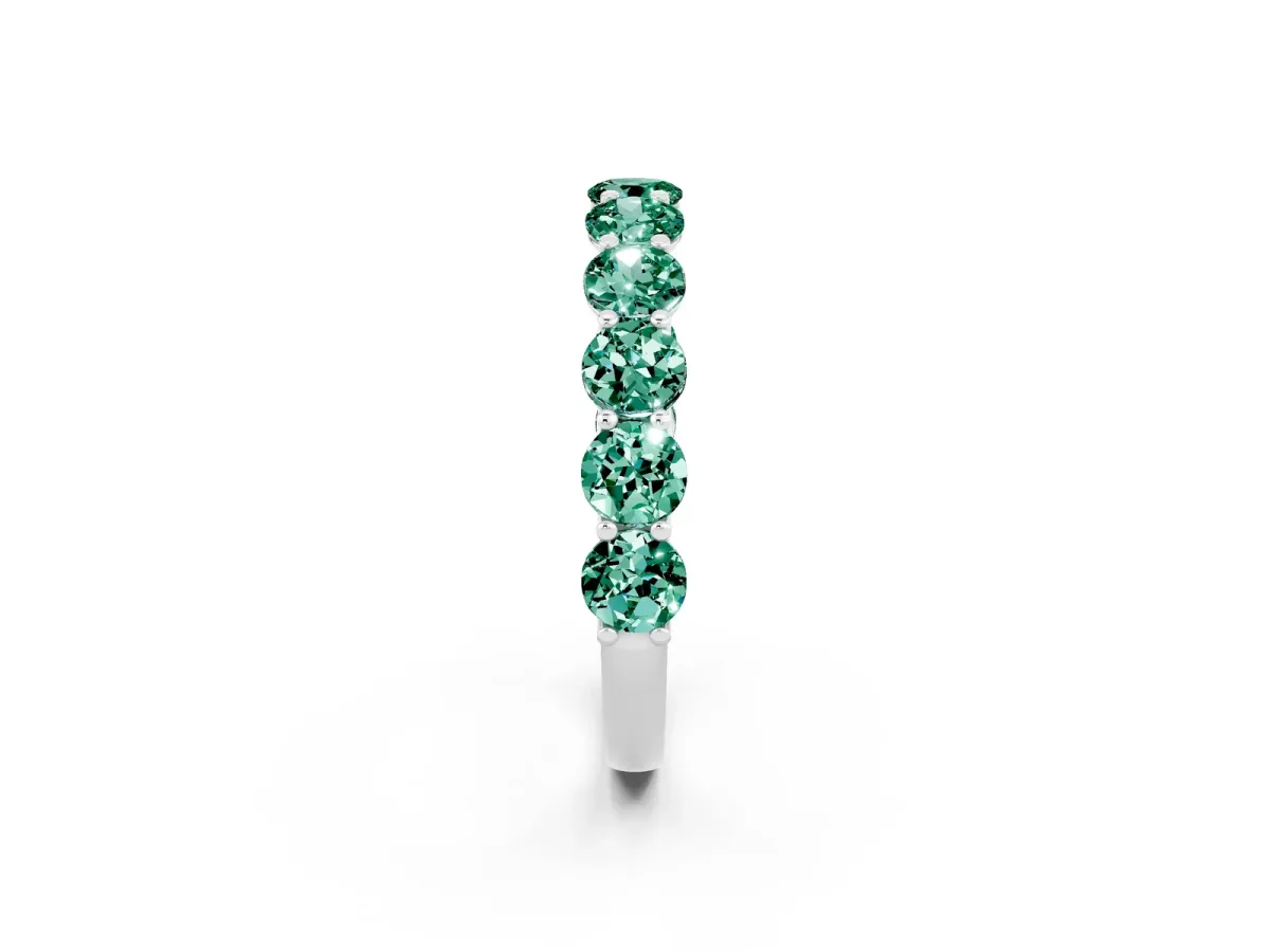 Round Green Sapphire Shared Prong Eternity Band Platinum