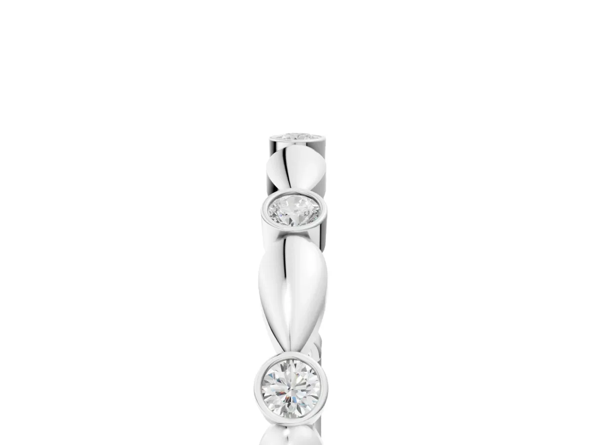 Bezel-Set Round Diamond Marquise Eternity Band Platinum