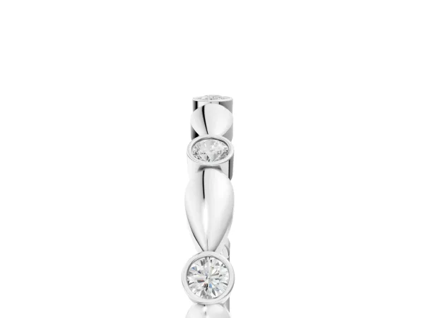 Bezel-Set Round Diamond Marquise Eternity Band Silver