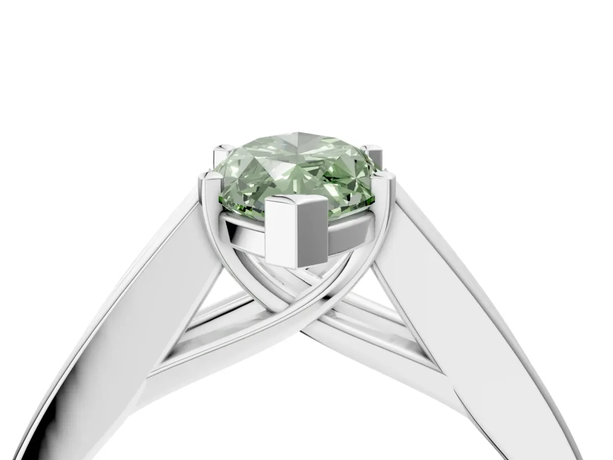 Fancy Green Marquise Cut Cut Channel Set Solitaire Ring with Four-Prong Setting Platinum