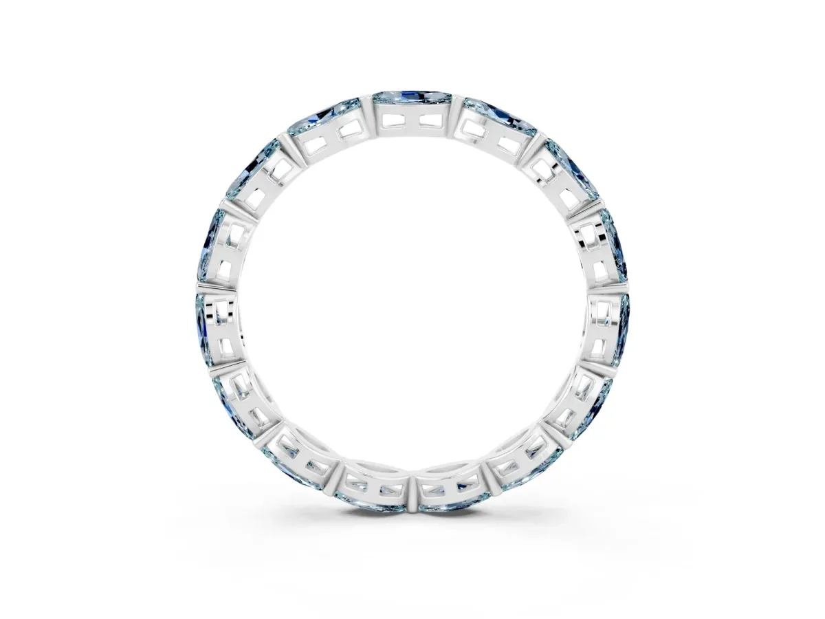 Marquise Aquamarine Eternity Band with U-Prong Setting Silver