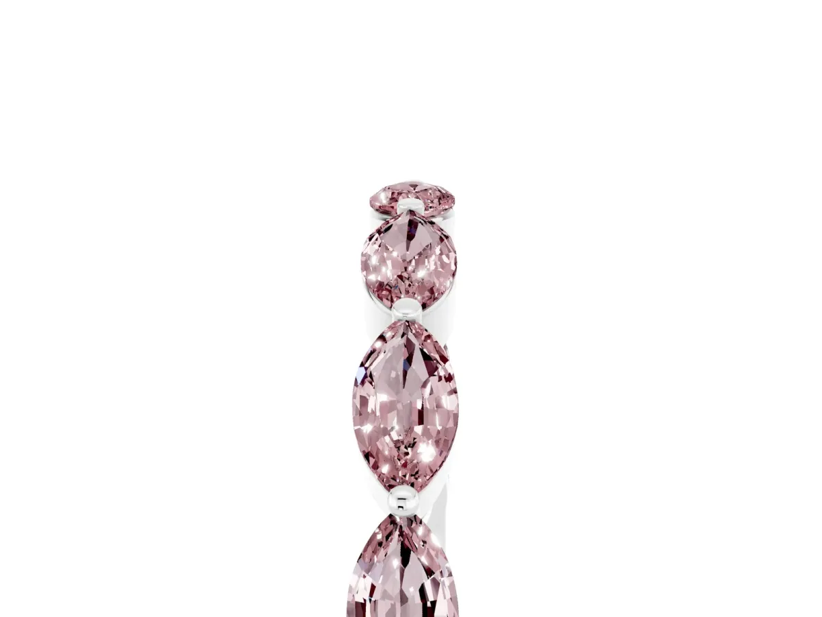Marquise Morganite Half Eternity Band with Prong Setting Silver