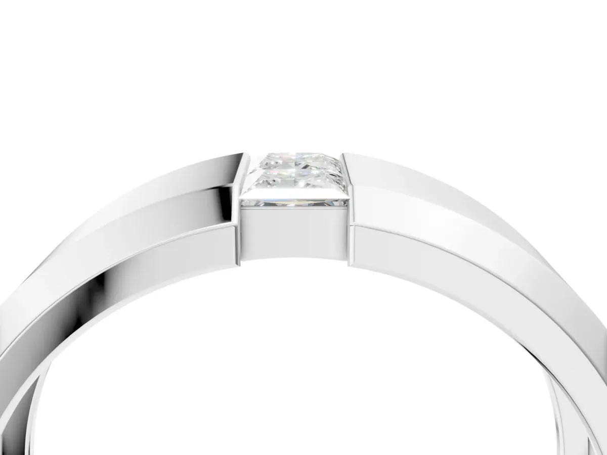 Princess Diamond Two-Stone Mens Band Platinum