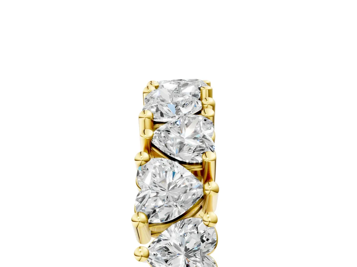 Heart Cut Eternity Band with Shared Prong Setting Yellow gold