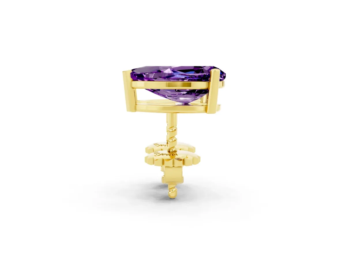 Pear Cut Amethyst Stud Earrings Yellow gold