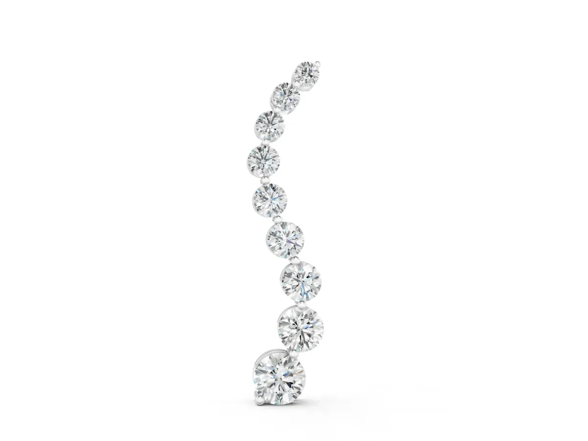Round Diamond Graduated Prong Set Pendant Silver