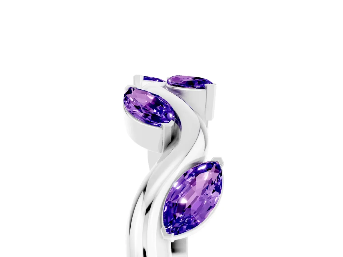 Marquise Tanzanite Twisted Band with Prong Setting Silver