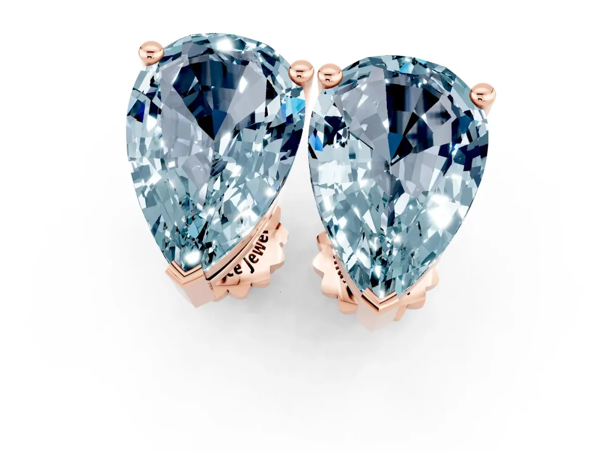 Pear Cut Aquamarine Stud Earrings Rose gold