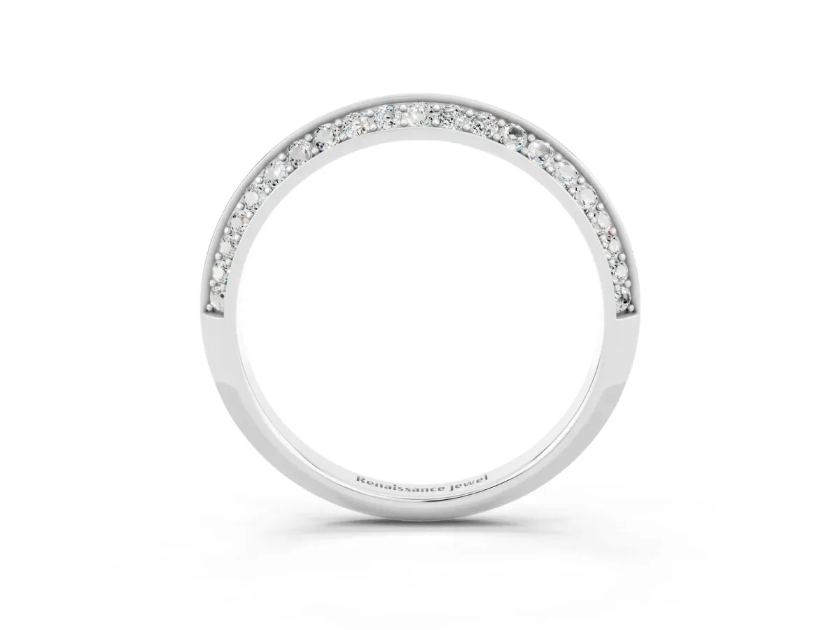 Double Row Pavé Round Moissanite Eternity Band with Channel Setting Platinum