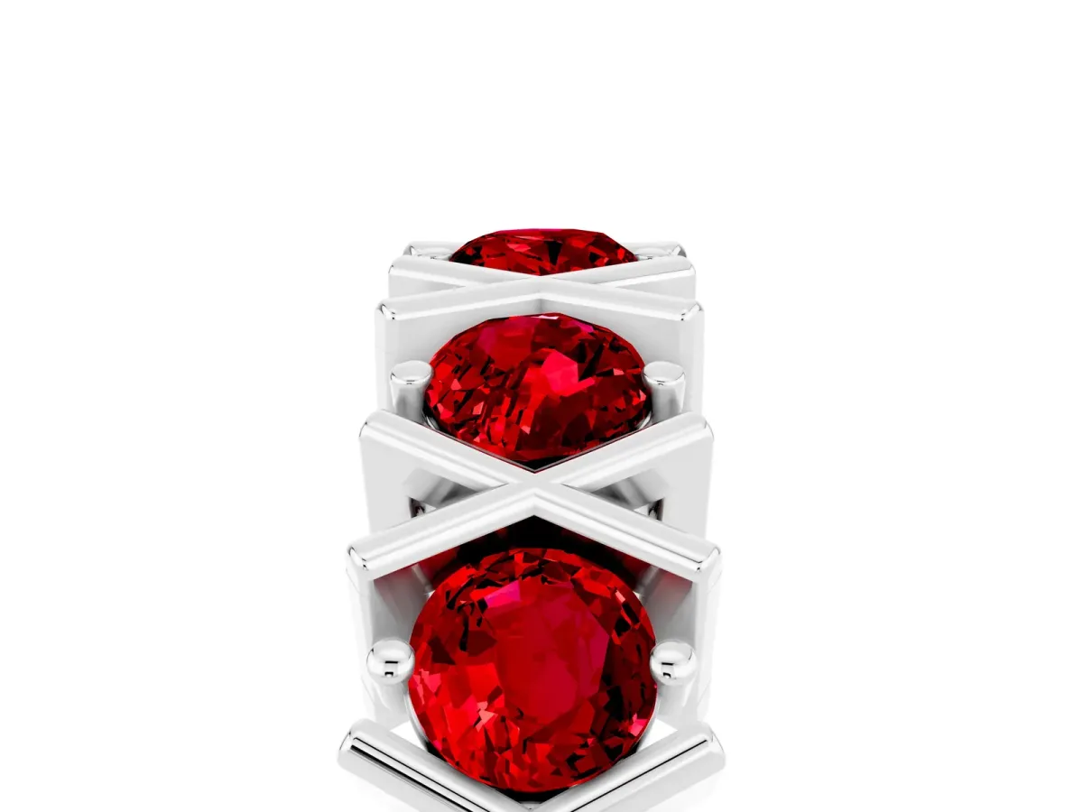Round Ruby Channel Set Band with X-Prong Detail Platinum