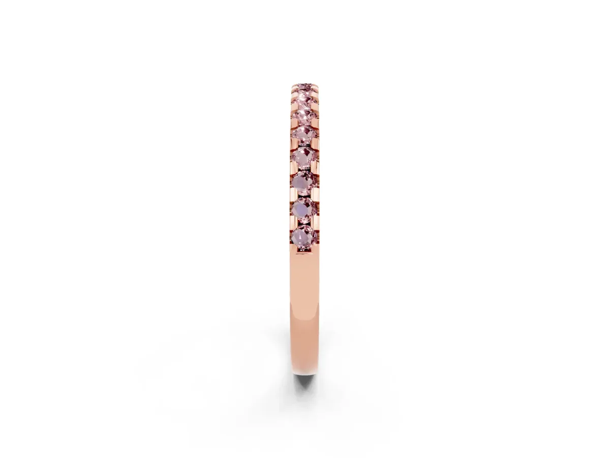 Round Morganite Pavé Set Eternity Band with Micro Prong Setting Rose gold