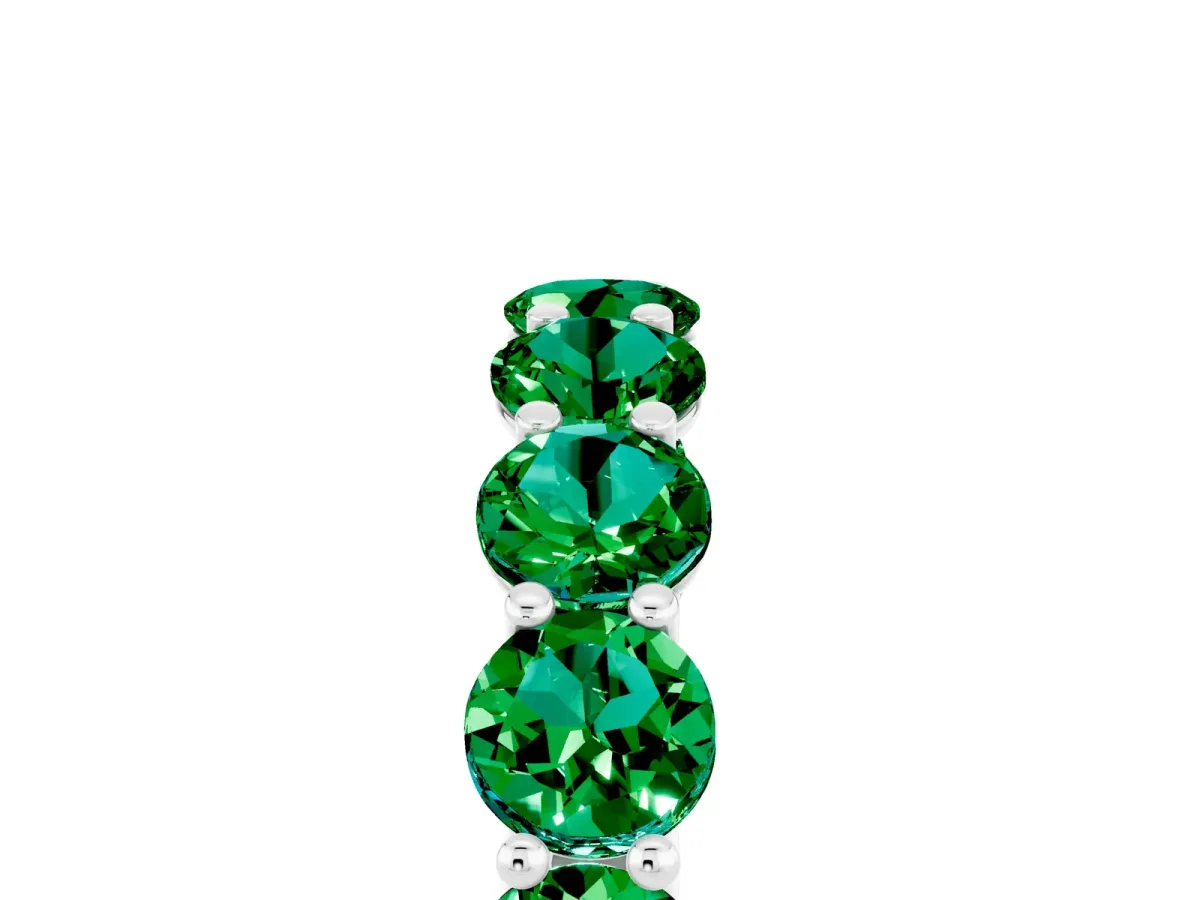 Round Emerald Shared Prong Eternity Band White gold