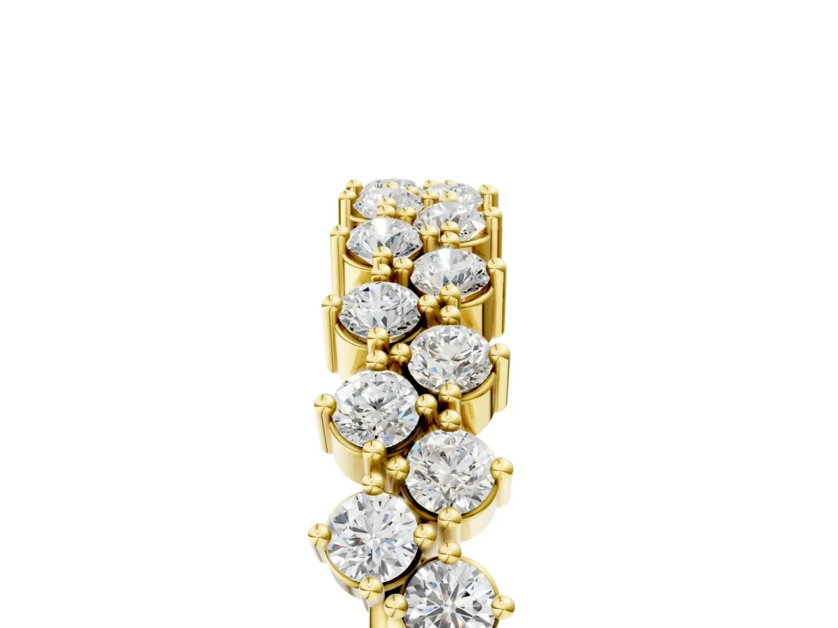 Round Diamond Prong Set Chevron Band Yellow gold
