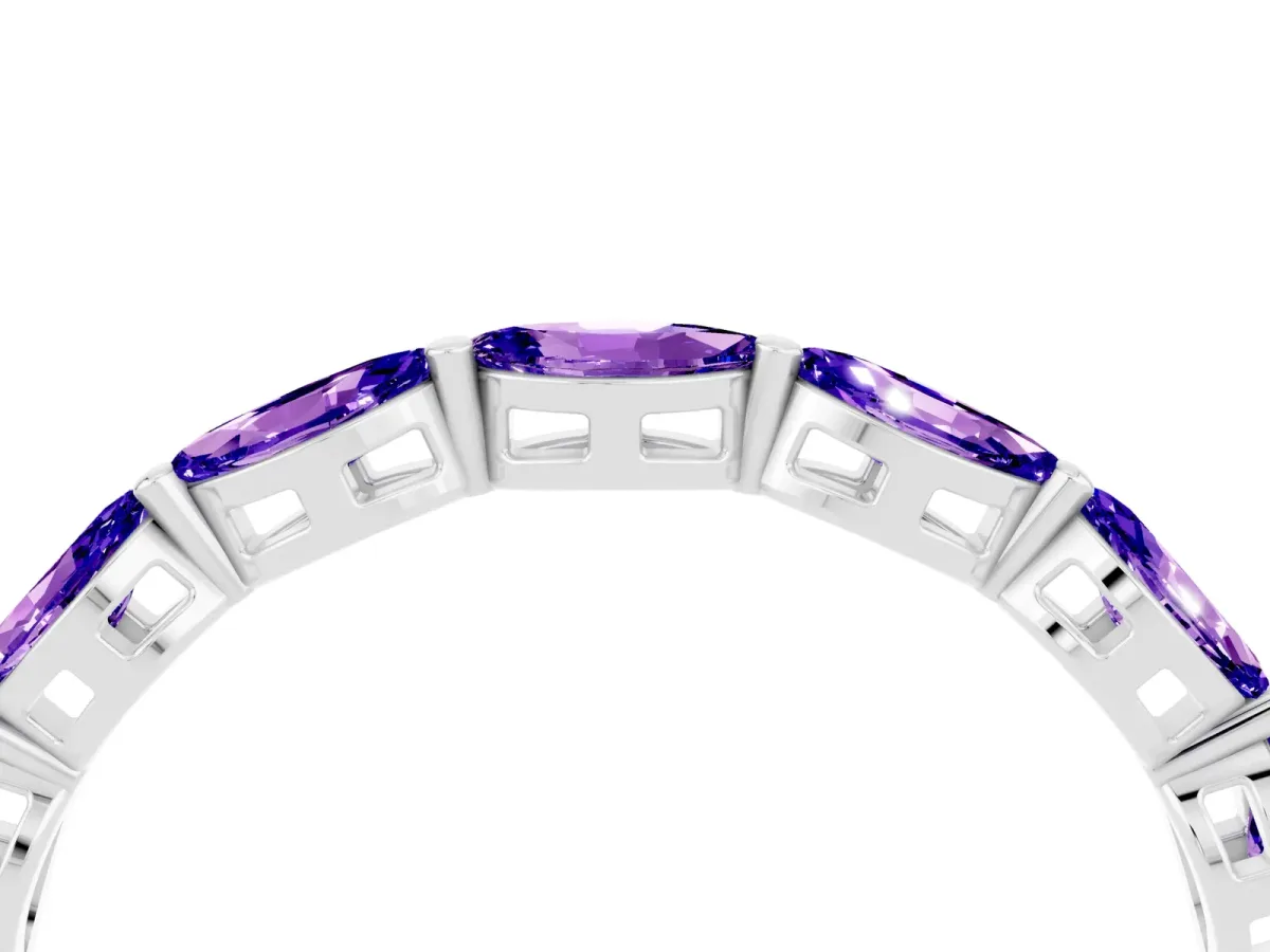 Marquise Tanzanite Eternity Band with U-Prong Setting Silver