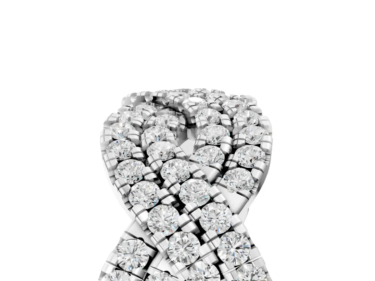 Pavé Round Diamond Infinity Twist Band with Shared Prong Setting White gold